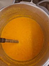 Die fertige Möhren-Ingwer-Suppe.