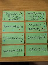 Kärtchen mit Themen, über die wir gemeinsam diskutiert haben.